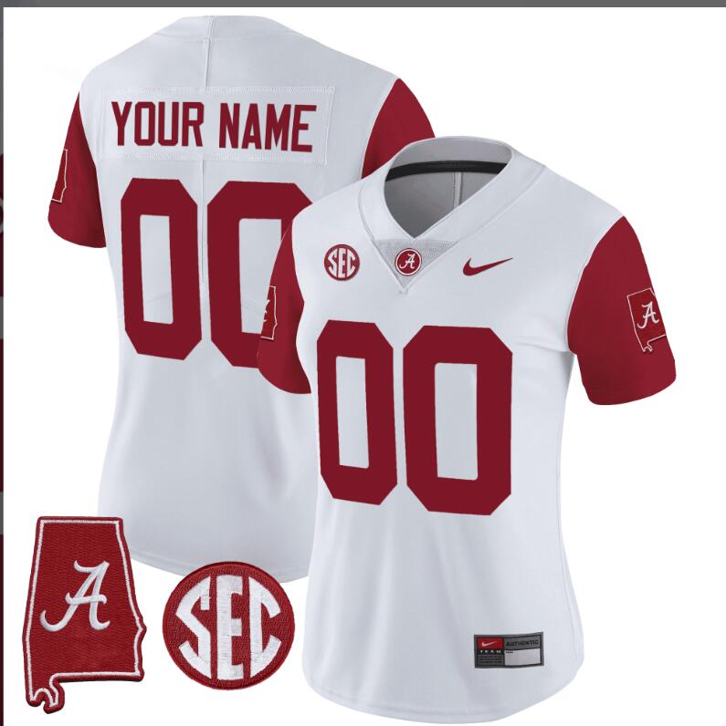 Men Alabama Crimson Tide Vapor Limited white Custom 2024 Nike NCAA Jersey 7